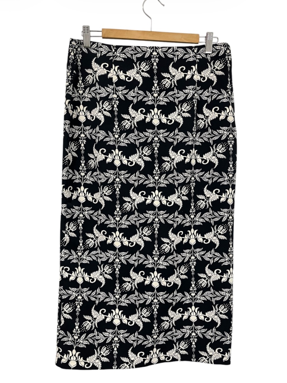Zara Black Midi Skirt with White Floral Print